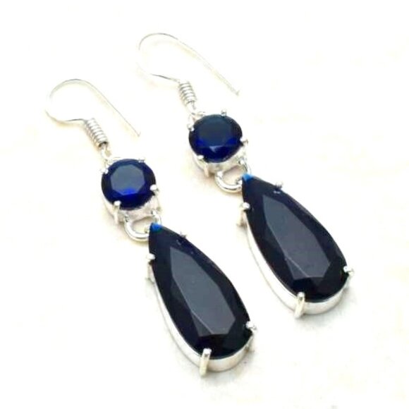 Tanzanite Sterling Silver Drop Dangle Earrings - Picture 1 of 1